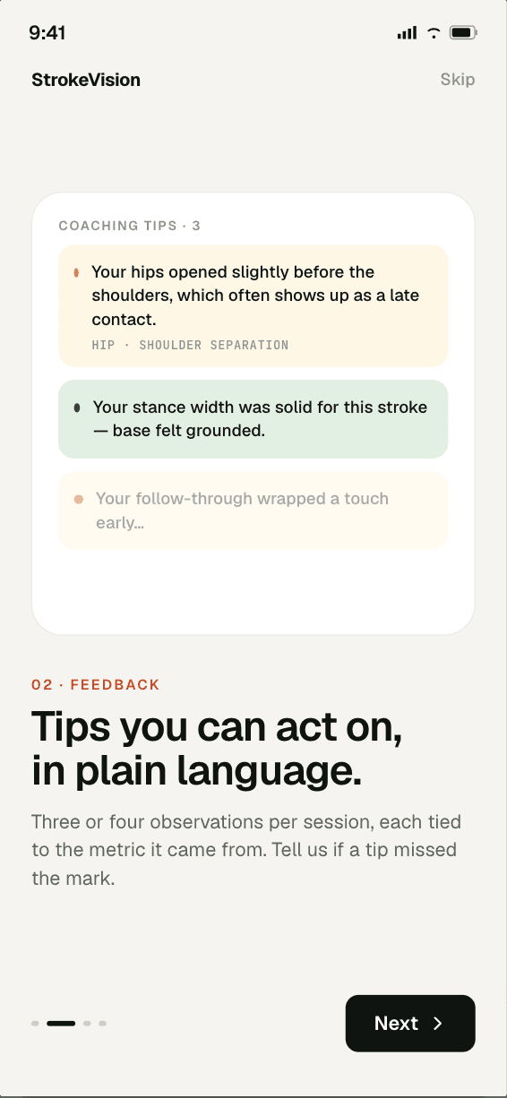 StrokeVision onboarding — Feedback
